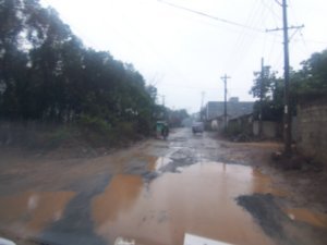 The roads, only a few miles outside of Haikou, look quite different in the rain.