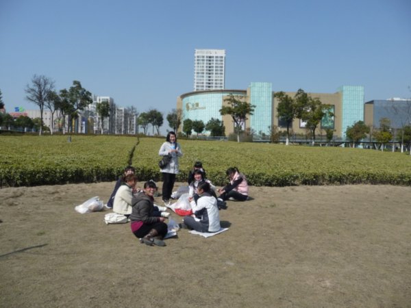 Student spring-picnic along the river banks.