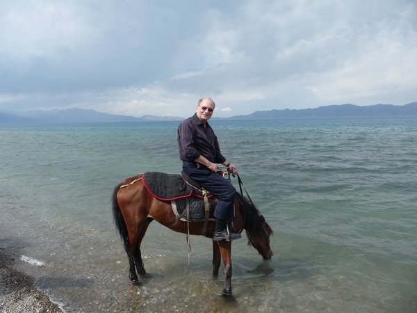 Horseback-riding along Sayram Lake near Yining.