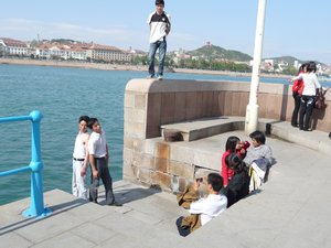 Posing at the end of Zhanqiao Pier