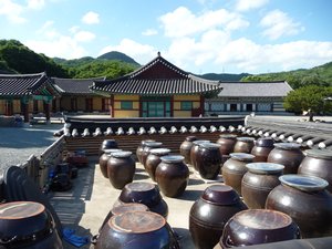SOUTH KOREA, PHOTO 23: The foods of the monks will age in these large clay containers.