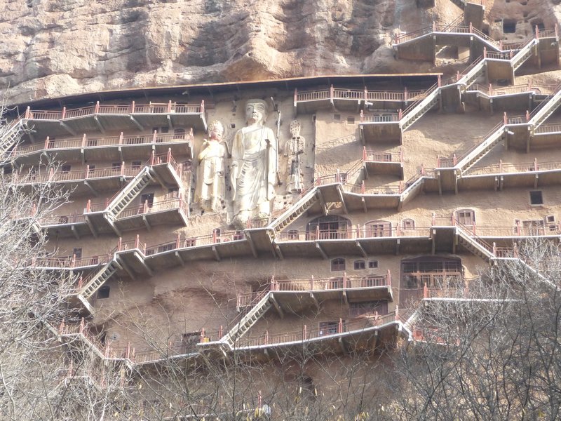 Buddhist Rock-cut caves at Maiji Shan, Tianshui, Gansu, PRC