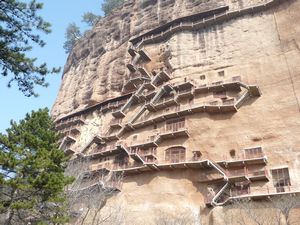 Looking back upon the cliff-side of Maiji Shan, I reflected on the accomplishement of the ancient Buddhist monks and the artisans who created this holy site. 