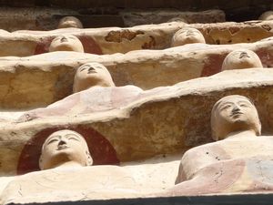 Close-up of the Stone-core Clay Buddha Sculptures.