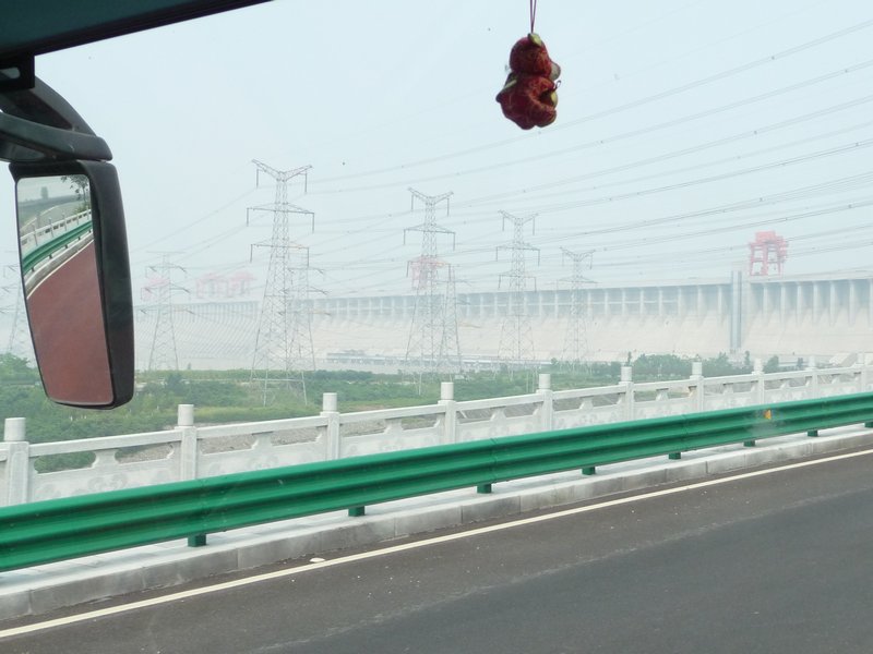View of the Three Gorges Dam from the tourist-bus