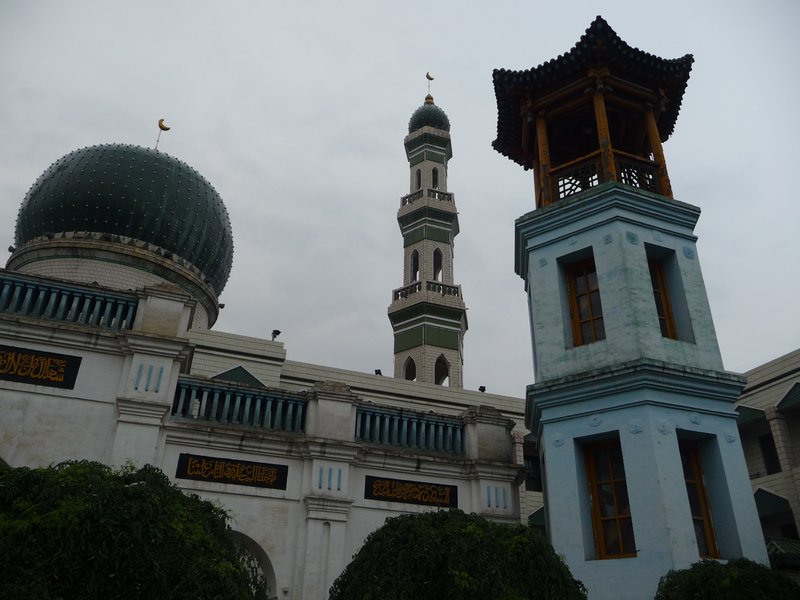 The new minaret towers over the older, chinese style minaret, which dates back to the 14th Century.