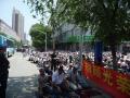 Devotees must brave the bus-traffic of Xining.