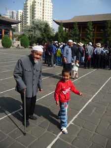 Faces in the courtyard of the Great Mosque in Xining, Qinghai