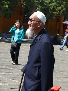 Faces in the courtyard of the Great Mosque in Xining