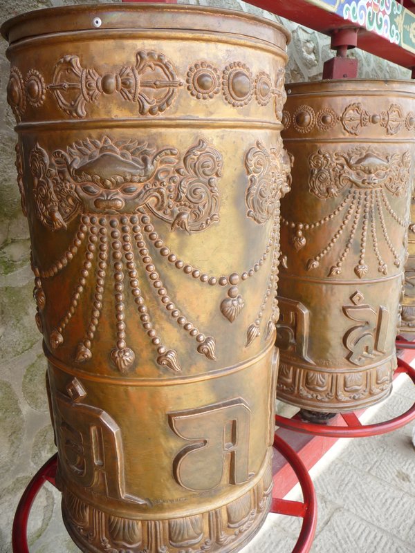 Close-up of a Tibetan prayer-wheel