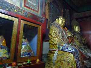 There are thrones in this hall for the Dalai Lama, Panchen Lama, and the Abbot.