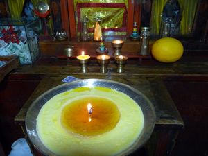 Yak-butter keeps the flames in most Tibetan Buddhist temples.