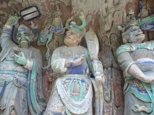 Close-up of some of the Guardian Gods. 