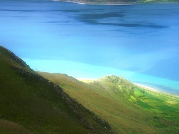 Nature's "true" colors reflect a in a lake of Tibet.