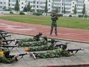 Rifle training for the Freshmen.