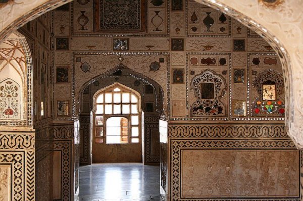 Part of the mirrored hall at the Amber fort