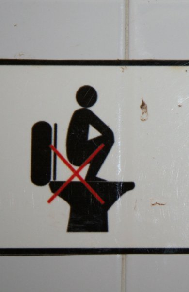 in Asian toilets this is a common sign but i still can't stop laughing when I see it!
