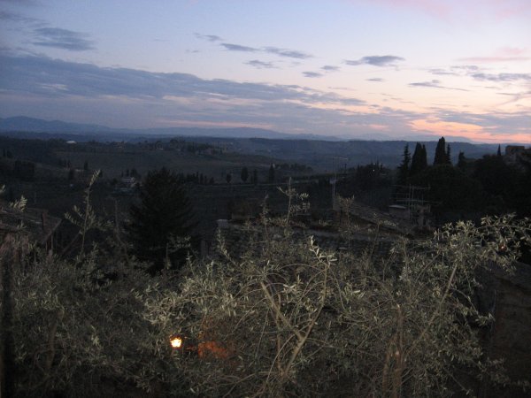 Sunset over countryside of San Gimignano