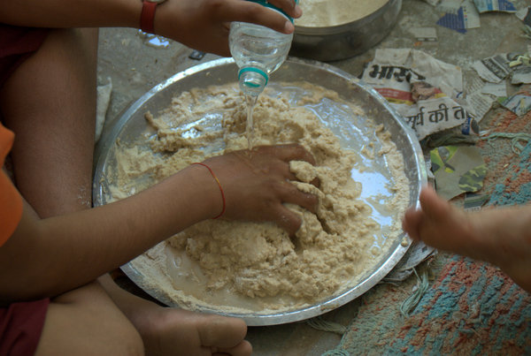 chapati flour glue for our paper mache'