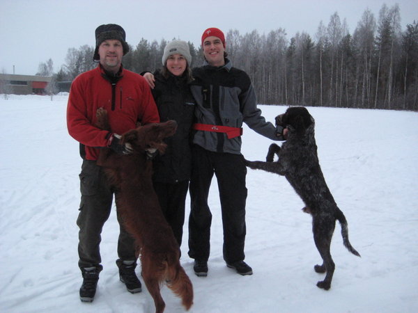 Hans (Caroline's husband), Tara, Christophe and the dogs