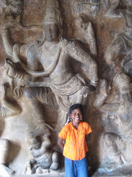 Girl in rock fort temple