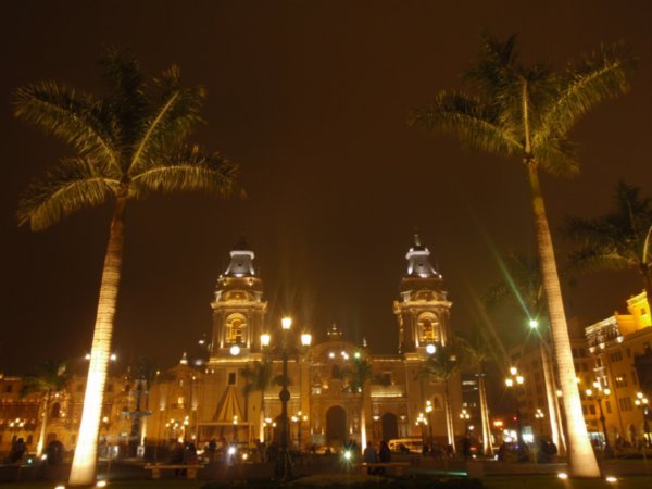 Lima cathedral by night