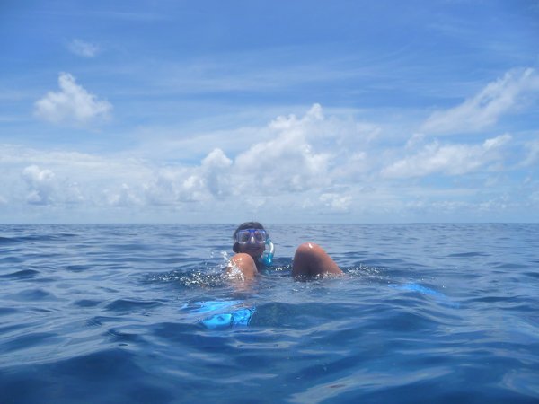 Michy enjoys the hot water of the great barrier reef