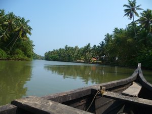 On the boat in the backwaters