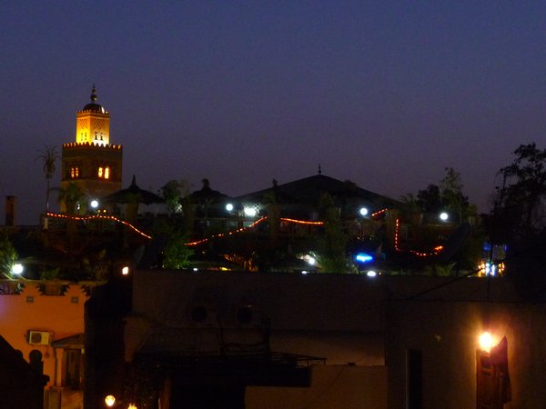view from the terrass by night