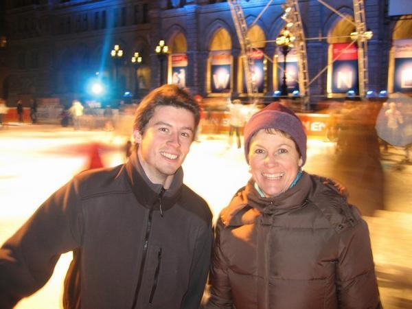 Me & Mum, ice-skating out the front of the Rathaus