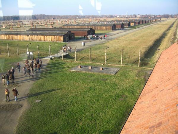 View from the main watch-tower, Auschwitz-Birkenau