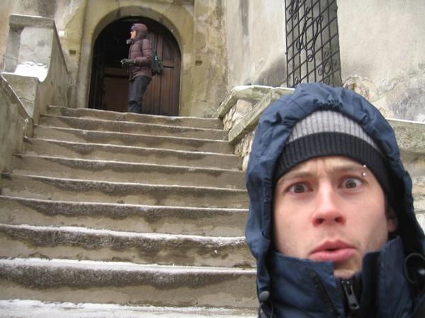Feeling a little nervous climbing up to 'Dracula's Castle', (Bran, near Brasov)