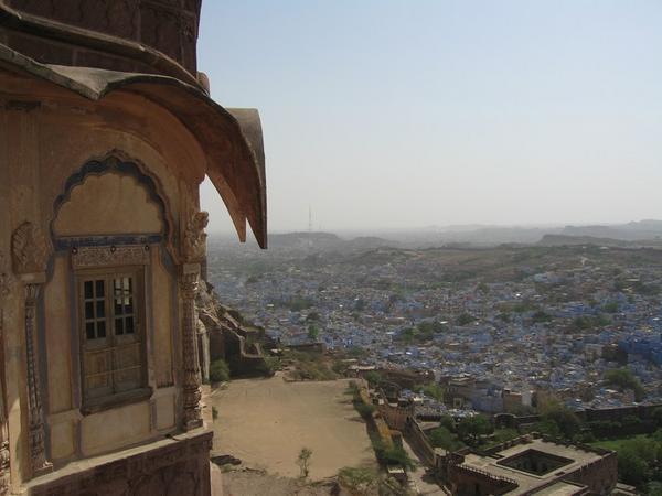 Looking out over the blue Old City, from Meherangarh