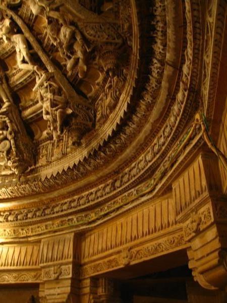 The carved stone ceiling of another Jain temple