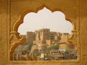 View of Jaisalmer's fort from the haveli roof