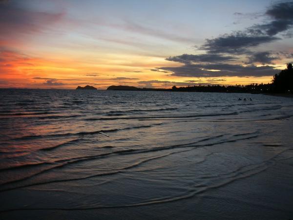 Sunset reflected in the waves, Koh Pha Ngan