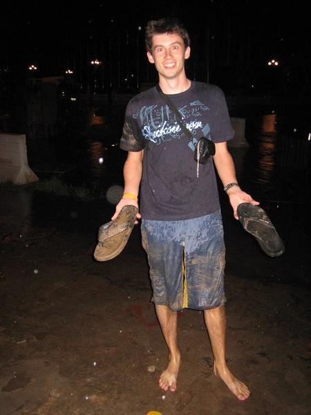 Walking home one night in Vientiane, I suddenly sank almost to my waist in some sort of roadworks-related quicksand.