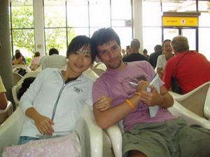 Jen & Casto in Luang Prabang airport (Leti's photo)