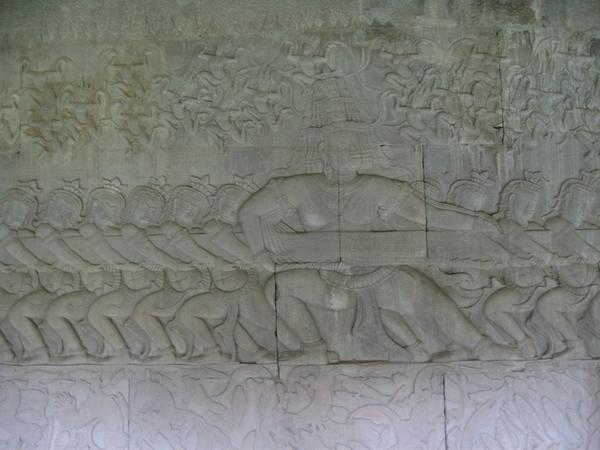Angkor Wat bas-relief: a scene from the Churning of the Ocean of Milk