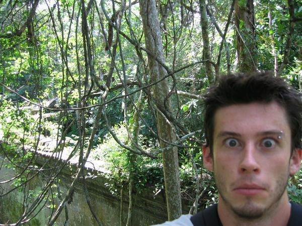 Looking spooked in abandoned Beng Mealea