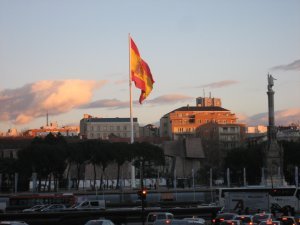 Big Spanish Flag in Plaza de Cibeles