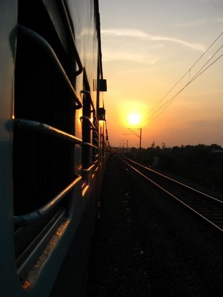 train sunsets