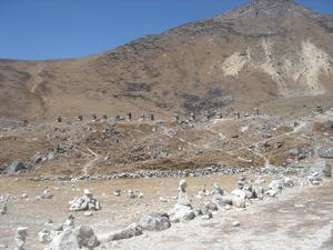Prayer rocks for the fallen climbers of Everest