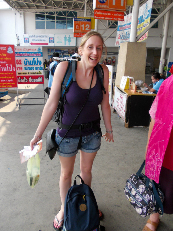 At the bus station in Bangkok