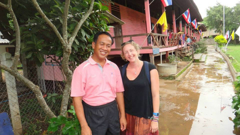 Me and the new head teacher at the school in Huay Ku Pa