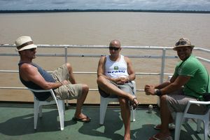 Brian, Alex and Clint enjoying the vast expanses of the Amazon river