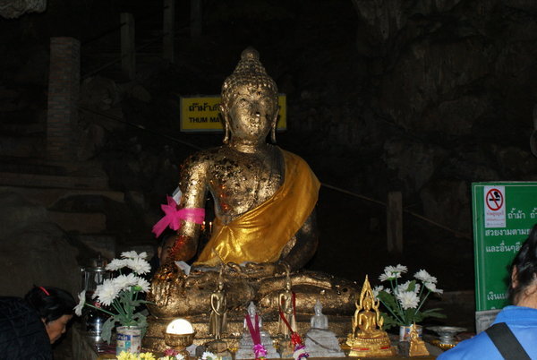 One of the buddhas inside the cave in chiang dao