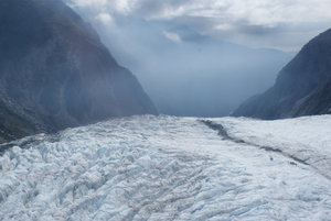 Looking down the glacier from the helicopter