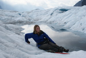 Just an average Monday, chilling out next to a lake on a glacier