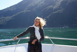 Me, getting blown away on the boat
